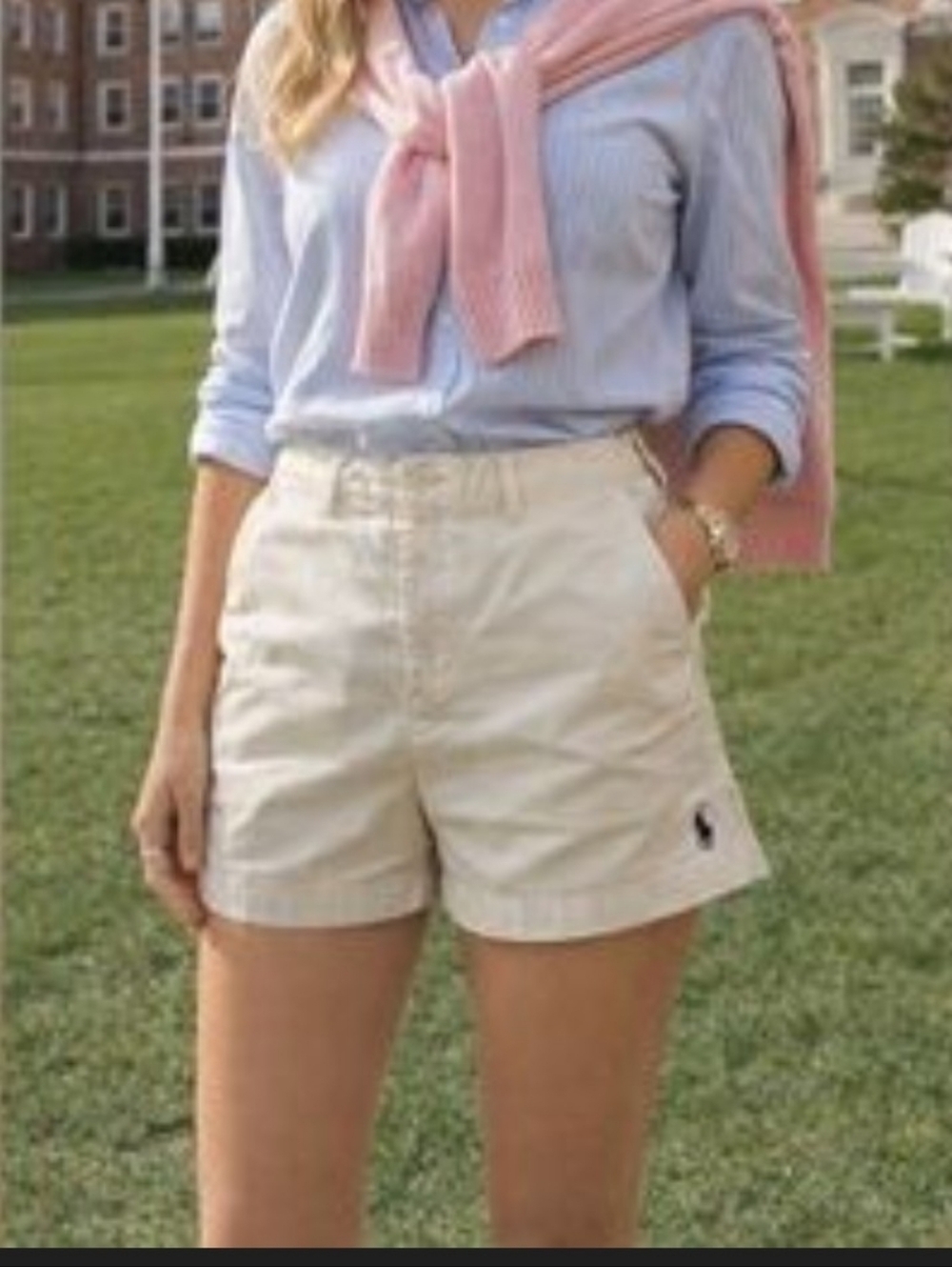 2 for $35 Ralph Lauren Sport Khaki Chino Shorts with Navy Polo Logo